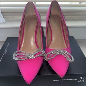 BCBG Elegant Pink Women's Shoes with Rhinestone Bows